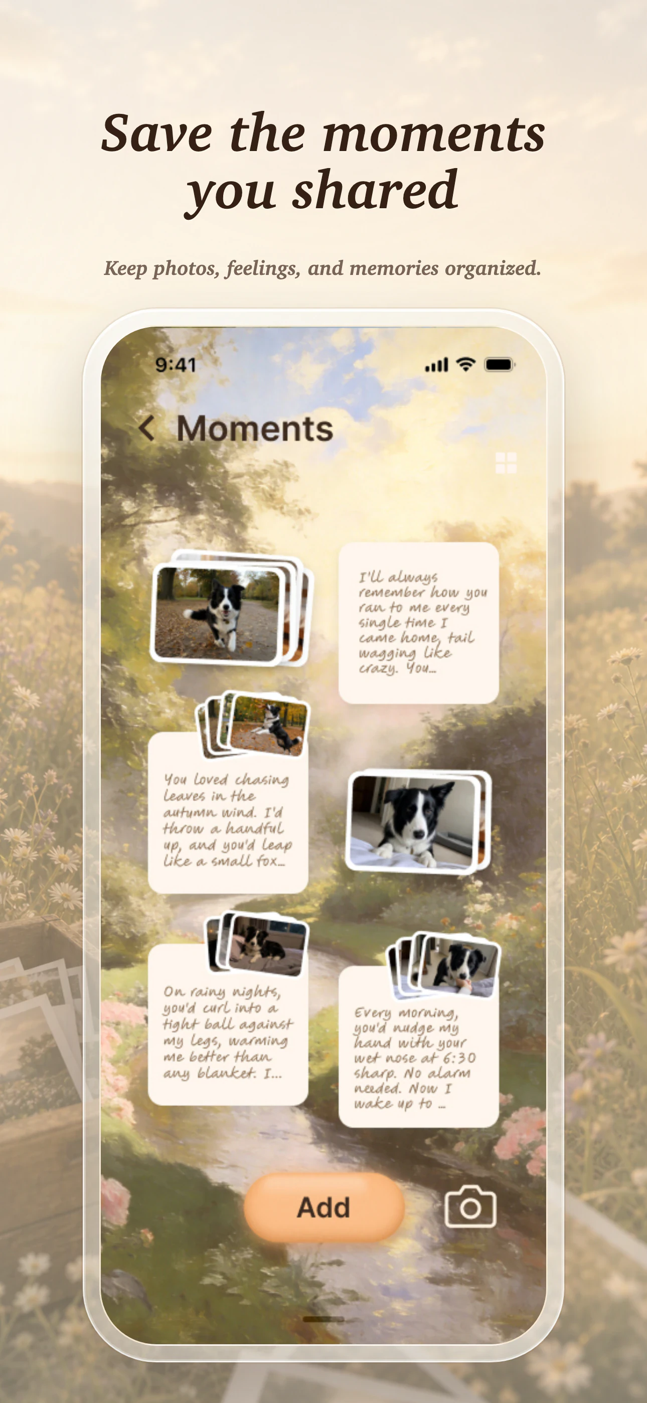 Besideo promotional screenshot showing shared moments