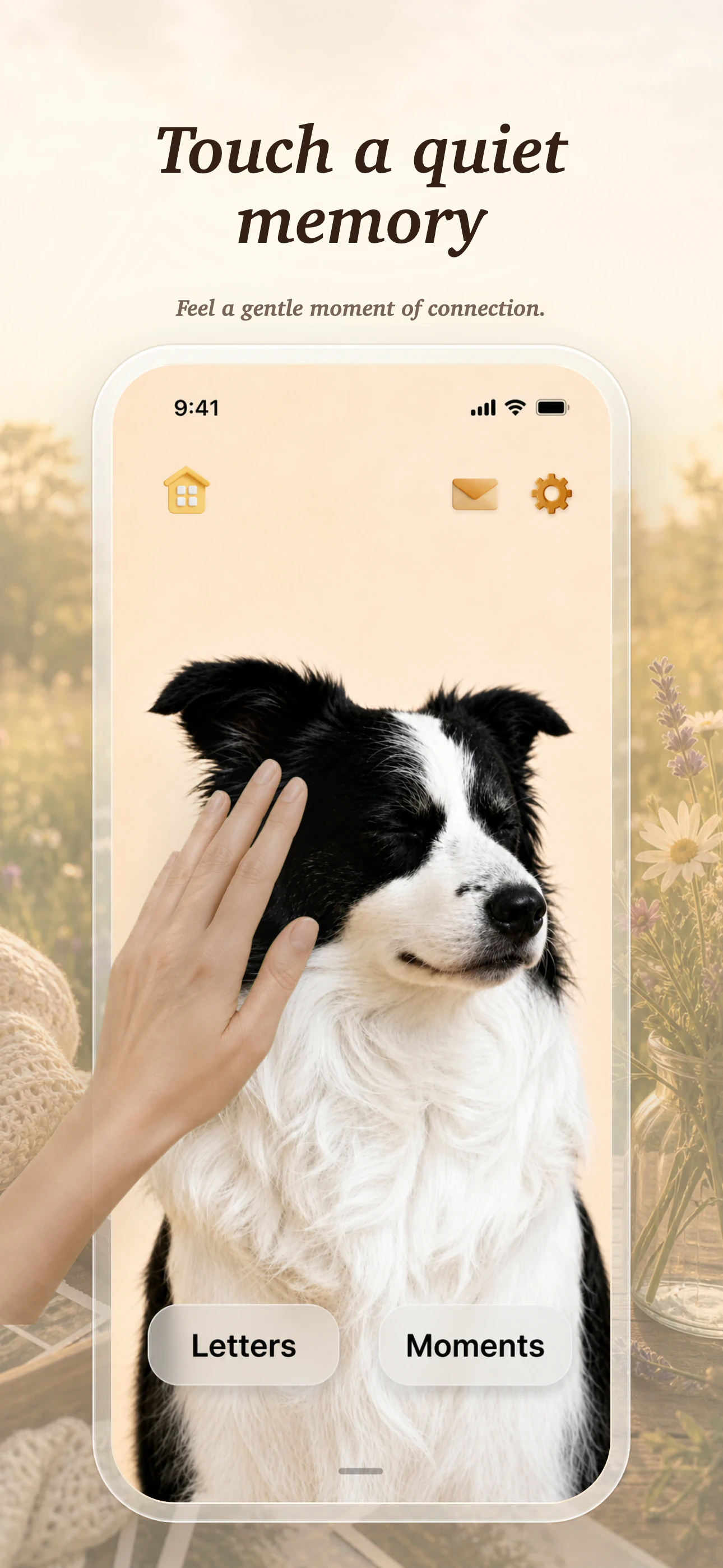 Besideo promotional screenshot showing the touch memory feature